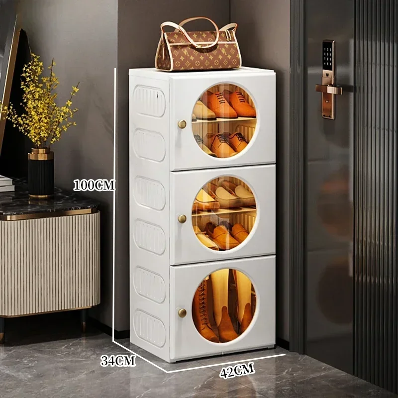 Shoe Cabinet Storage Hard Plastic Folding Vertical Space Saving Rack Cabinets Organizer Show Shoes Box Shoerack Living Room Home