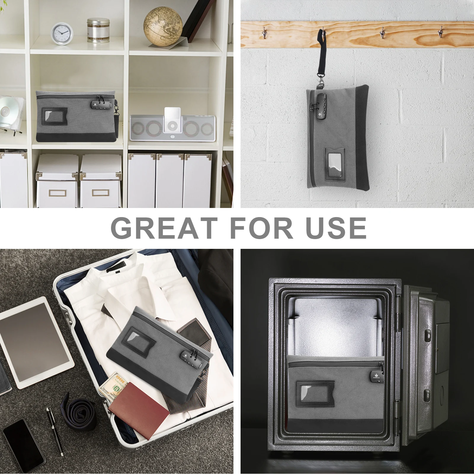 Geldtasche mit Schloss, robuste Geldtasche aus Segeltuch für Bargeldpässe, Aufbewahrungstasche