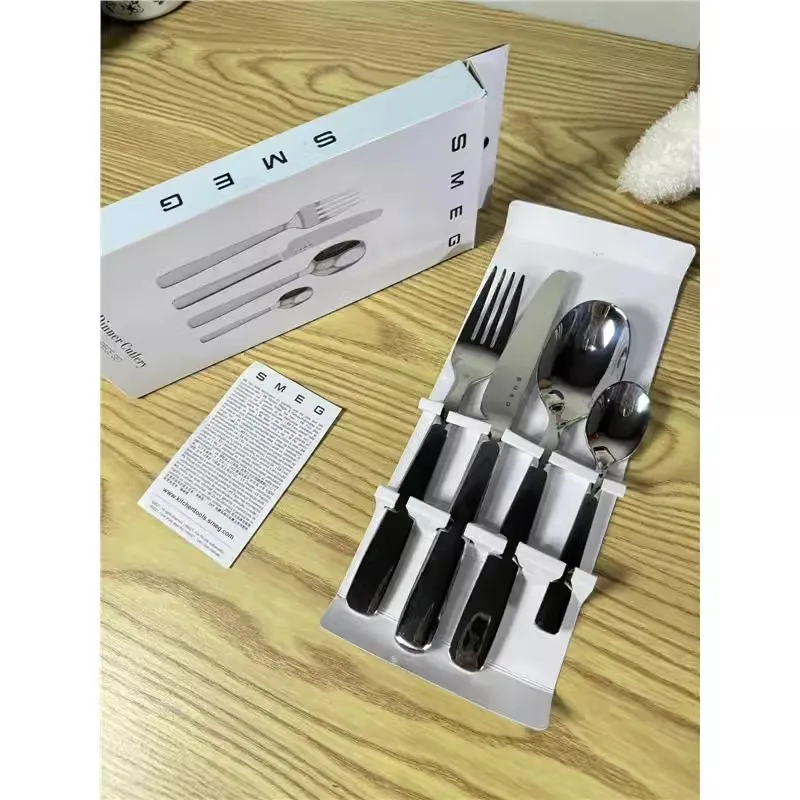 4pc high end estilo ocidental faca e garfo conjunto de talheres aço inoxidável doméstico sobremesa colher faca e garfo cozinha louça