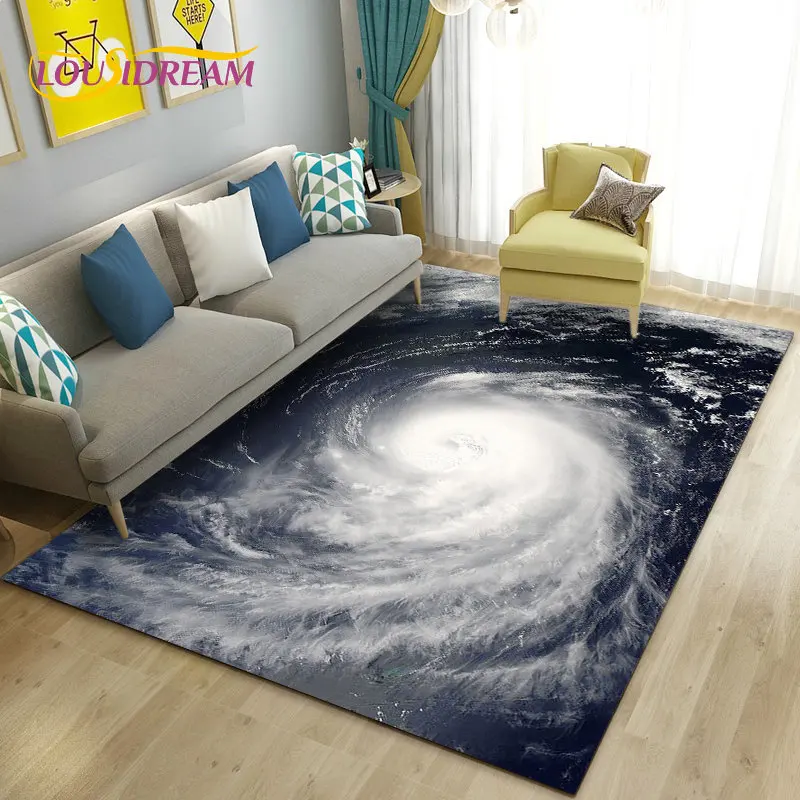 3D Dream Natural Tornado Cloud Area Rug,Carpet Rug for Living Bedroom Sofa Doormat Decoration,Children Play Non-slip Floor Mat