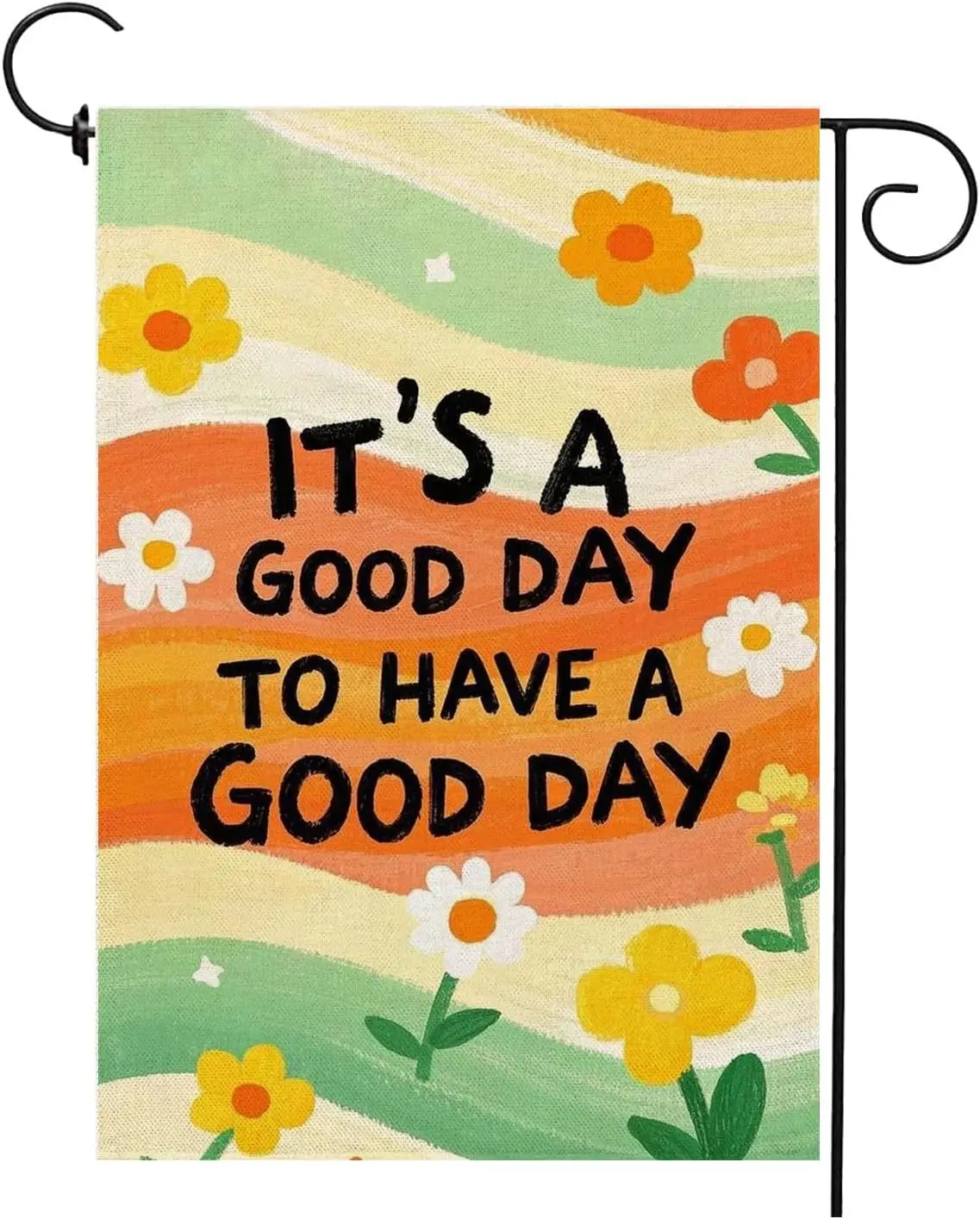 رائع الأزهار حديقة العلم الرجعية ديزي إنه يوم جيد للحصول على يوم جيد 12x18 بوصة مزدوجة الوجهين الربيع الصيف إيجابية IIE