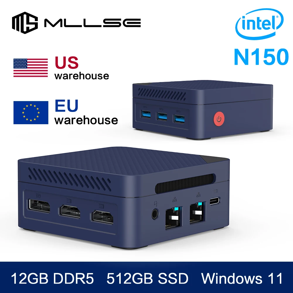 

MLLSE G2 Pro Мини-ПК Процессор Intel Twin Lake N150 LPDDR5 12 ГБ ОЗУ 512 ГБ ПЗУ Windows 11 Pro WiFi 5 BT5.2 Настольный компьютер