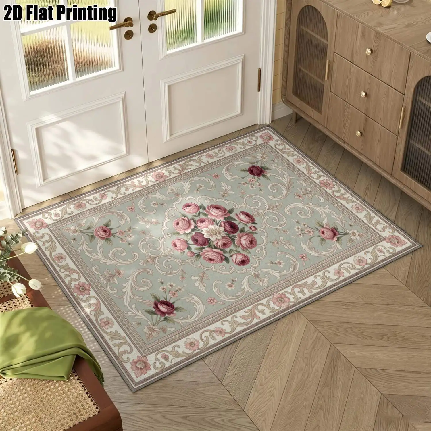 1Pc 2D Printed Carpet: Brown-Grey Geometric Patchwork, Nordic Minimalist Style, Machine Washable, Multi-Size, Suitable for Home Decor, Multi-Scene Use