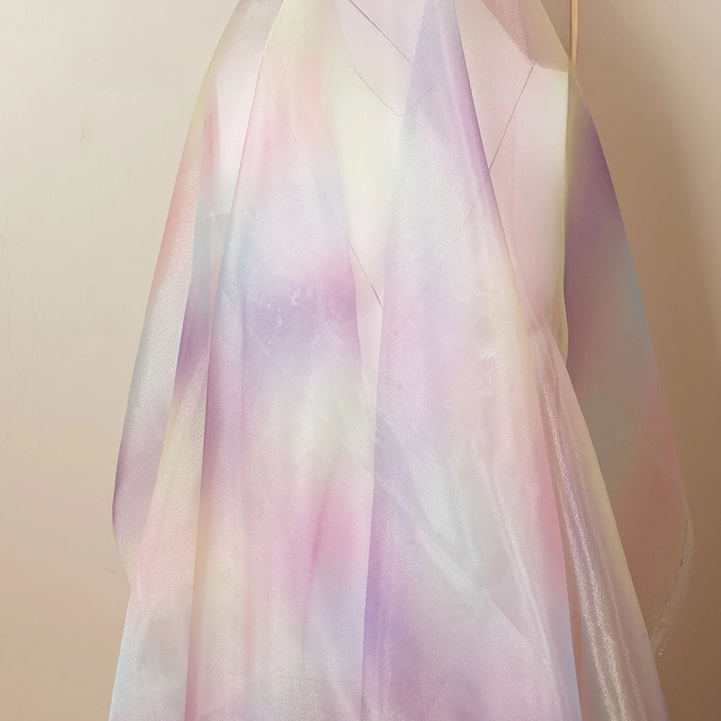 Dreamy Rainbow Gradient Organza Fabric, 3‑Strand Sheer Gauze for Wedding Dress, Curtain, Stage Backdrop & Costume Decor view 5