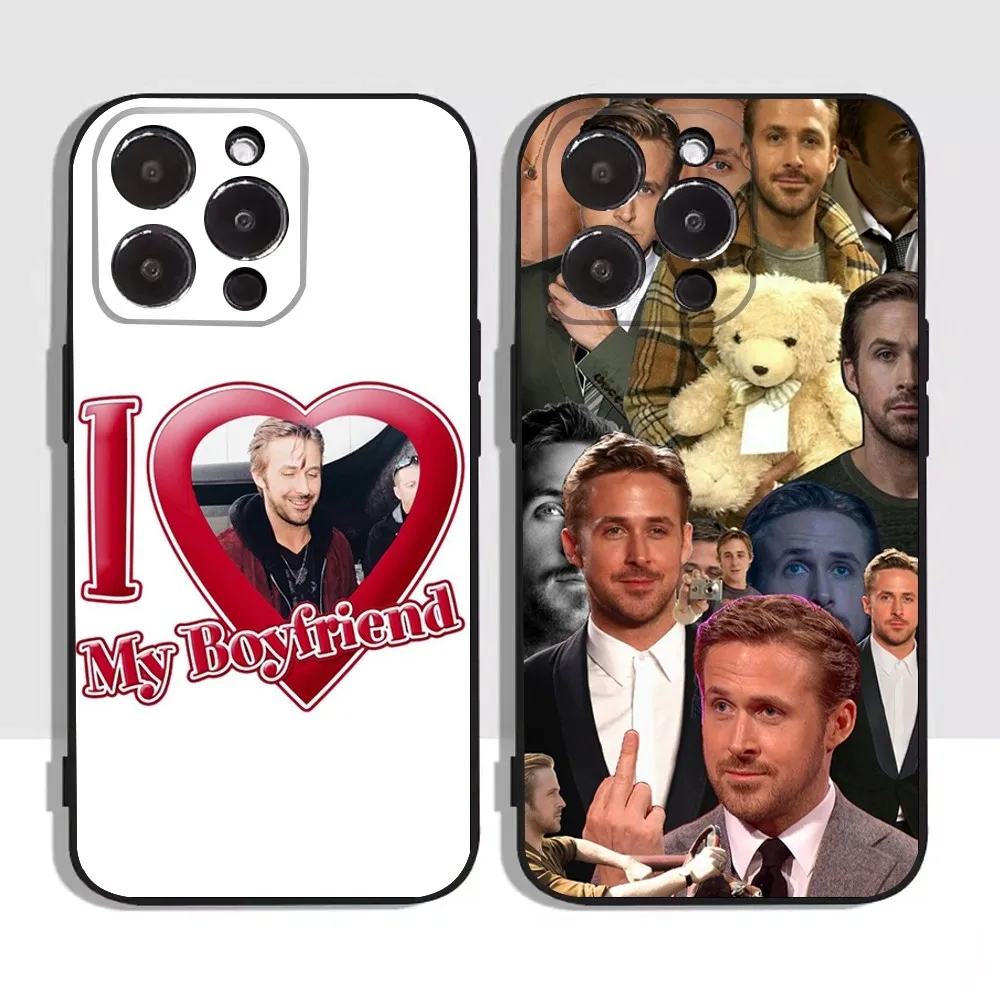 Ryan Gosling Phone Case For Apple iPhone 15,14,13,12,11,XS,XR,X,8,7,Pro,Max,Plus,mini Silicone Black Cover