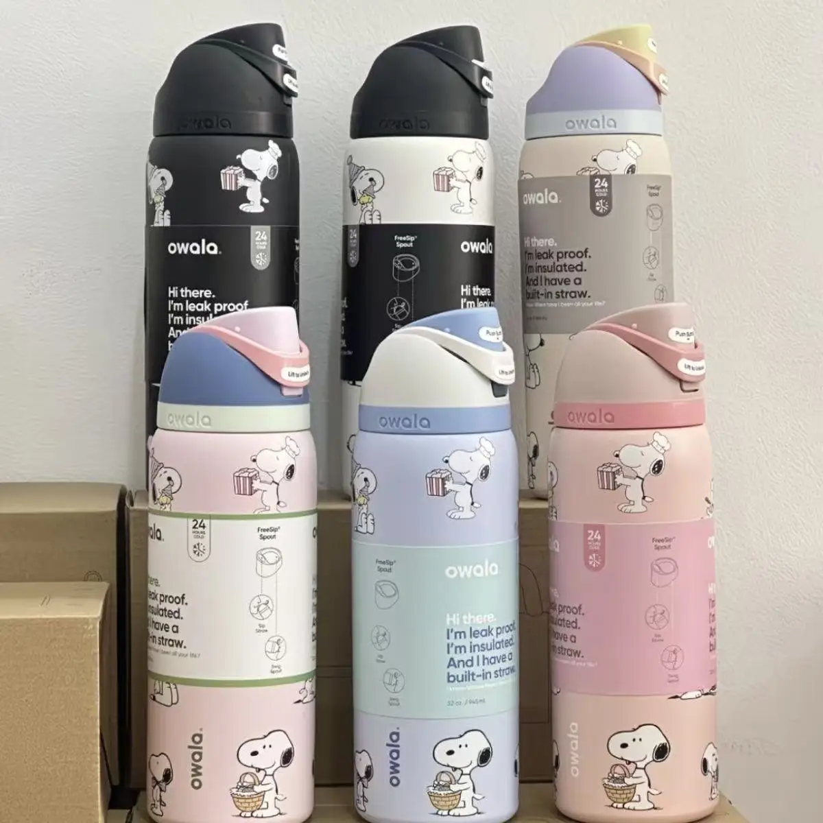 710ml Insulated Stainless Steel Water Bottle Cute Snoopy Style Leak Proof Lid With Built In Straw Large Capacity Vacuum Flask