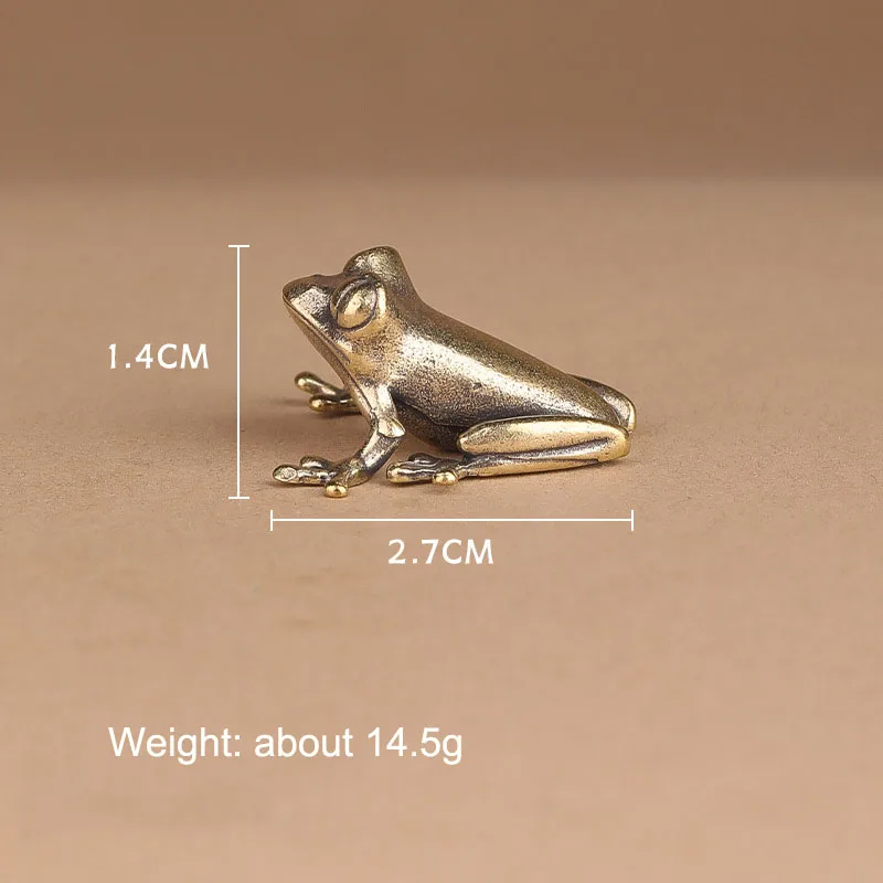 Brass Small Frog Miniatures Figurines Vintage Handmade Copper Animal Toad Desktop Ornaments Home Decoration Crafts Tea Pet Decor