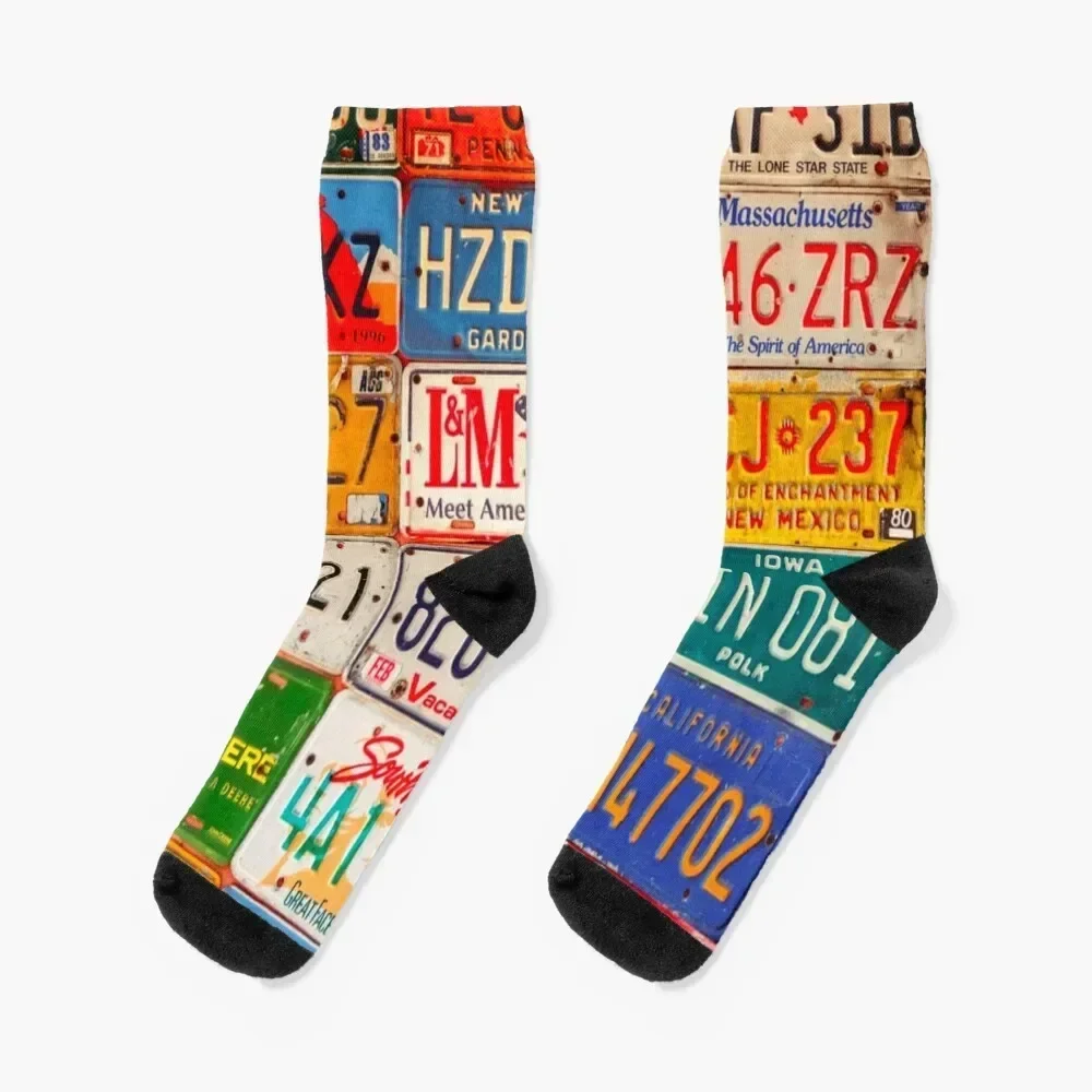 United States License Plates Art America Socks Wholesale anti slip football sport cycling Men Socks Women's