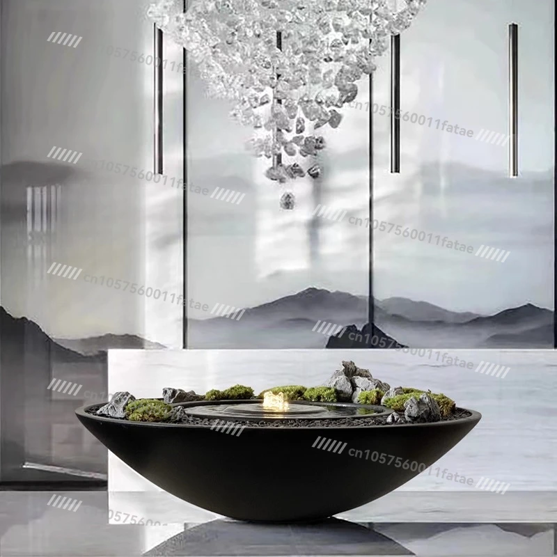 Fountain Flowing Water Ornaments, Creative Design of Living Room Entrance Circulation, Landscaping Rockery Water Features