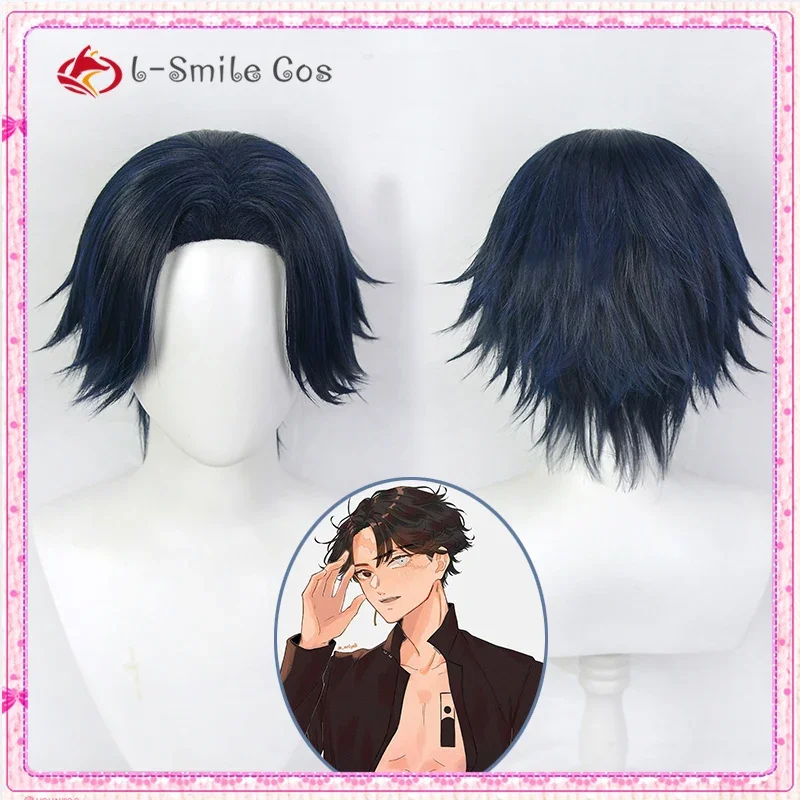 Hitto Kakucho Cosplay Wig Anime Anime Cosplay Wig Dark Blue Black Short Wig Rokuhara Tandai Role Play Wig Wig Cap