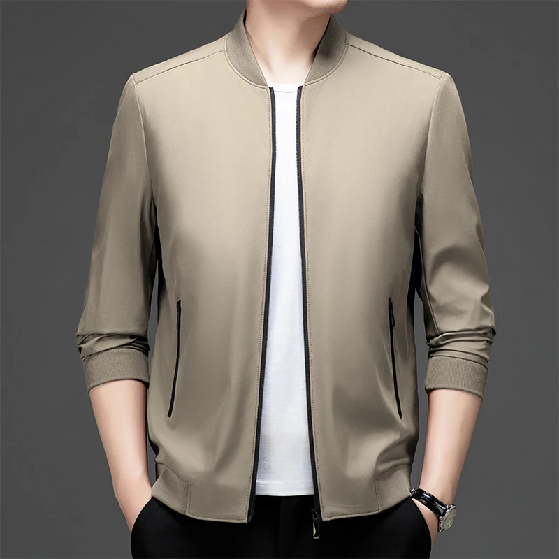 Brand Men's Jacket 2024 Autumn Casual Baseball Collar Windproof Jacket Business Slim Fit Solid Color Coat Luxury Men's Clothing