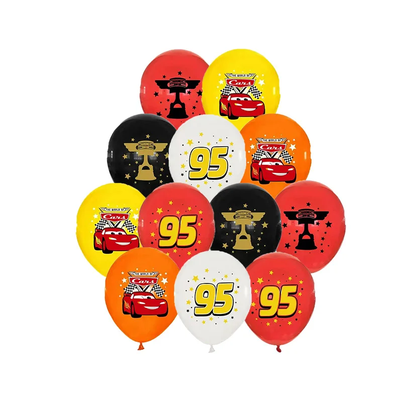 12pcs Disney Cars Cartoon McQueen Car-shaped Aluminum Film Balloon Cars Birthday Party Banquet Background  Party Decoration