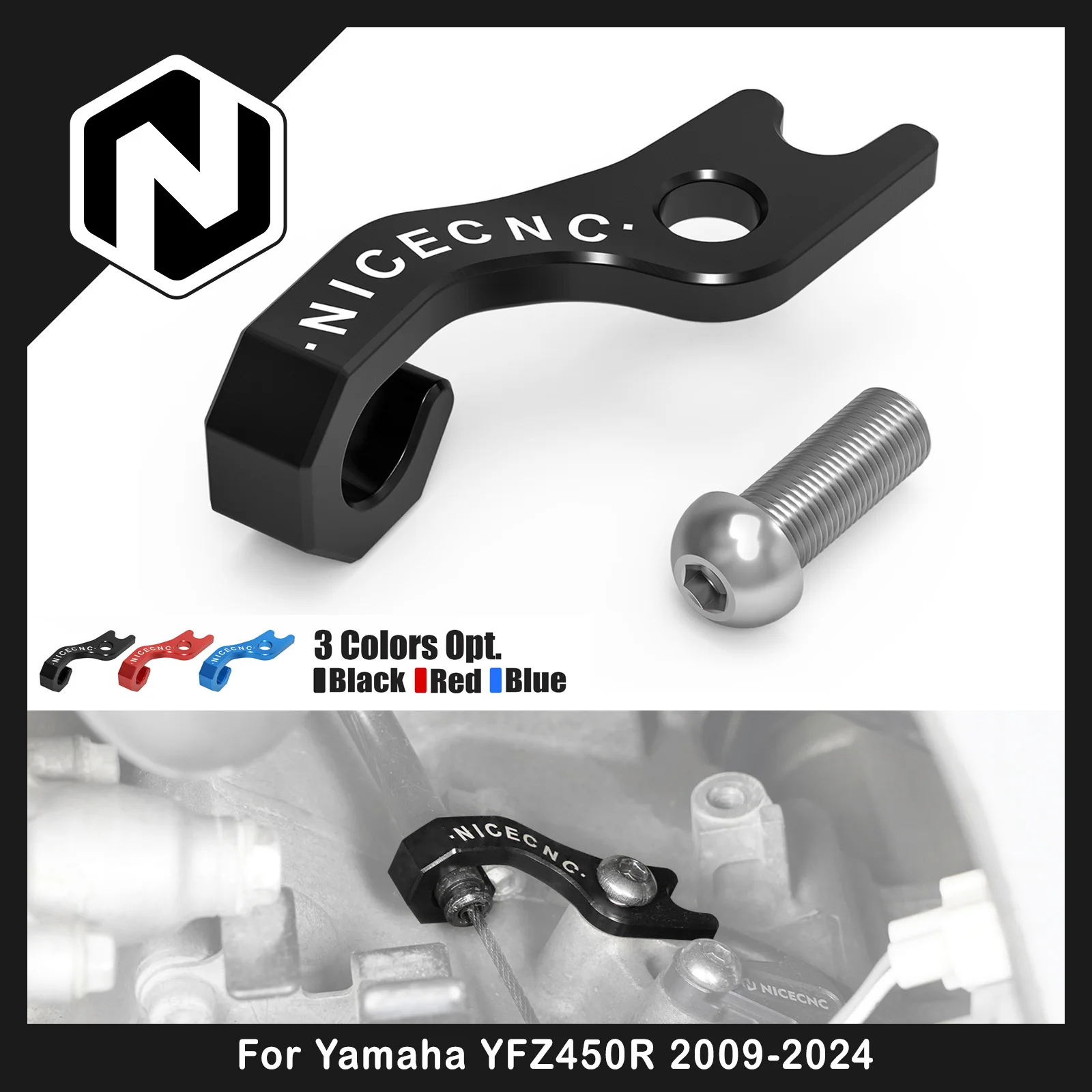 

NICECNC Clutch Cable Holder Guide For Yamaha YFZ450R 2009-2023 YFZ450X 2010-2011 Replace 5TA-15441-00-00 Aluminum Accessories