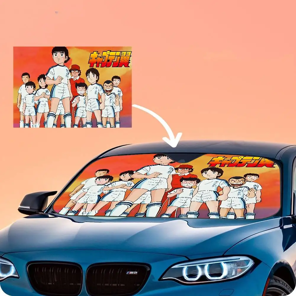 Cartoon Captain Tsubasa Football Car Windshield Foldable Sun Shade Cover Block Reflector Portable Breathable Anti UV Protector