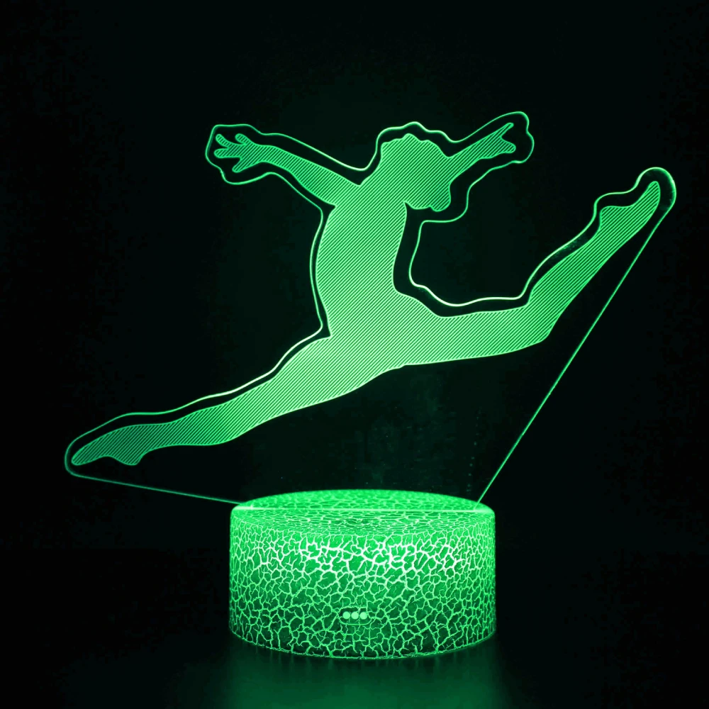 Nighdn 3D Gymnastics Optical Illusion Lamp Acrylic LED Night Light Bedroom Decoration Birthday Christmas Gift for Girls Kids