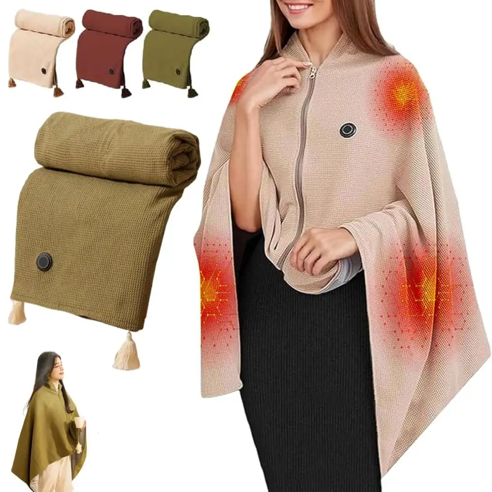 

Зимнее USB-одеяло с электрическим подогревом, шаль, носимая, 3-уровневая нагревательная шаль с подогревом, портативное теплое одеяло для домашнего офиса, дивана