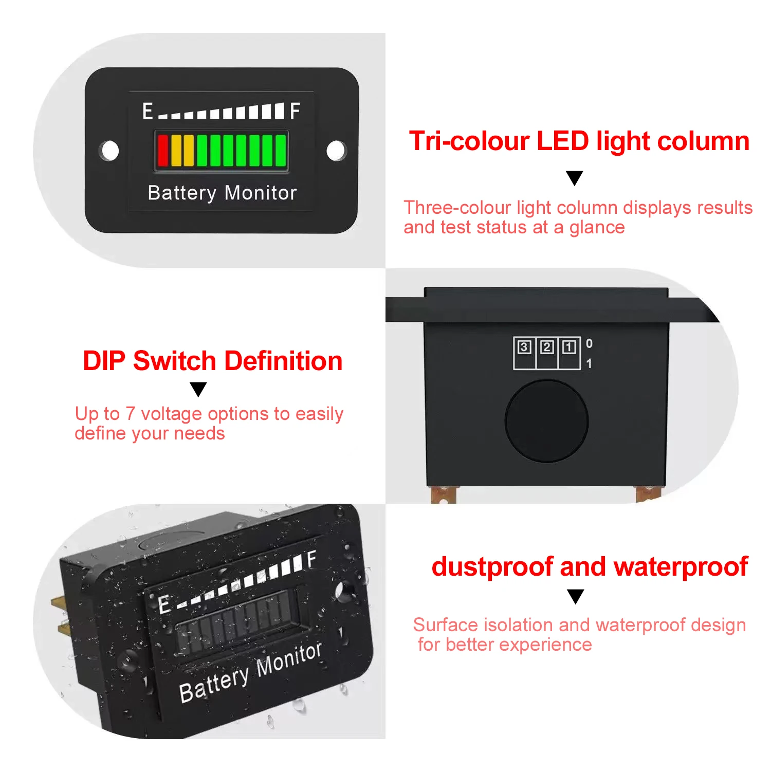 12V/24V/36V/48V/72V Car Battery Capacity Tester Monitor LED Display Waterproof Truck Battery Health Analyzer Auto Tester Tools