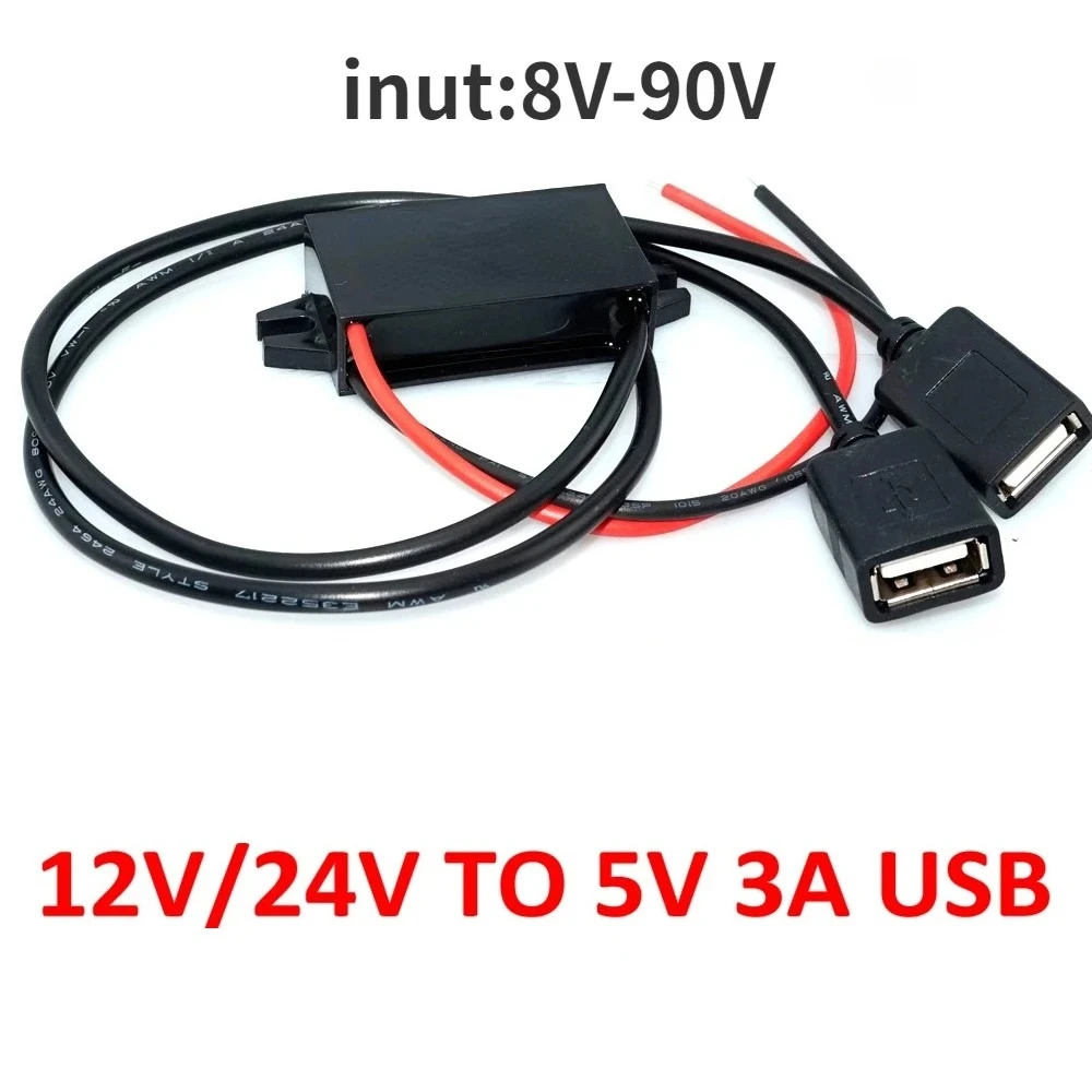 High Quality8-36V 12V 24V to 5V 3ADC DC Converter Buck Power Supply Regulator for Car Male Female USB Mini USB Micro USB Adapter