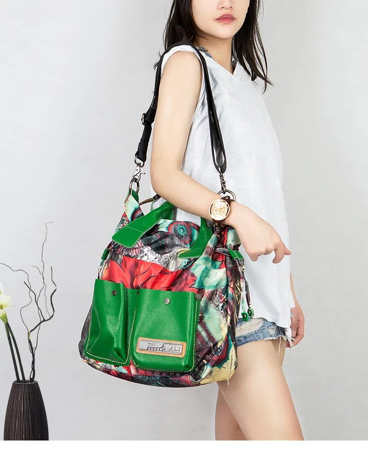 

2026 New Fashion Women Handbag Canvas with Leather Female Laptop Shoulder Crossbody Bag Printing Casual Messenger Travel