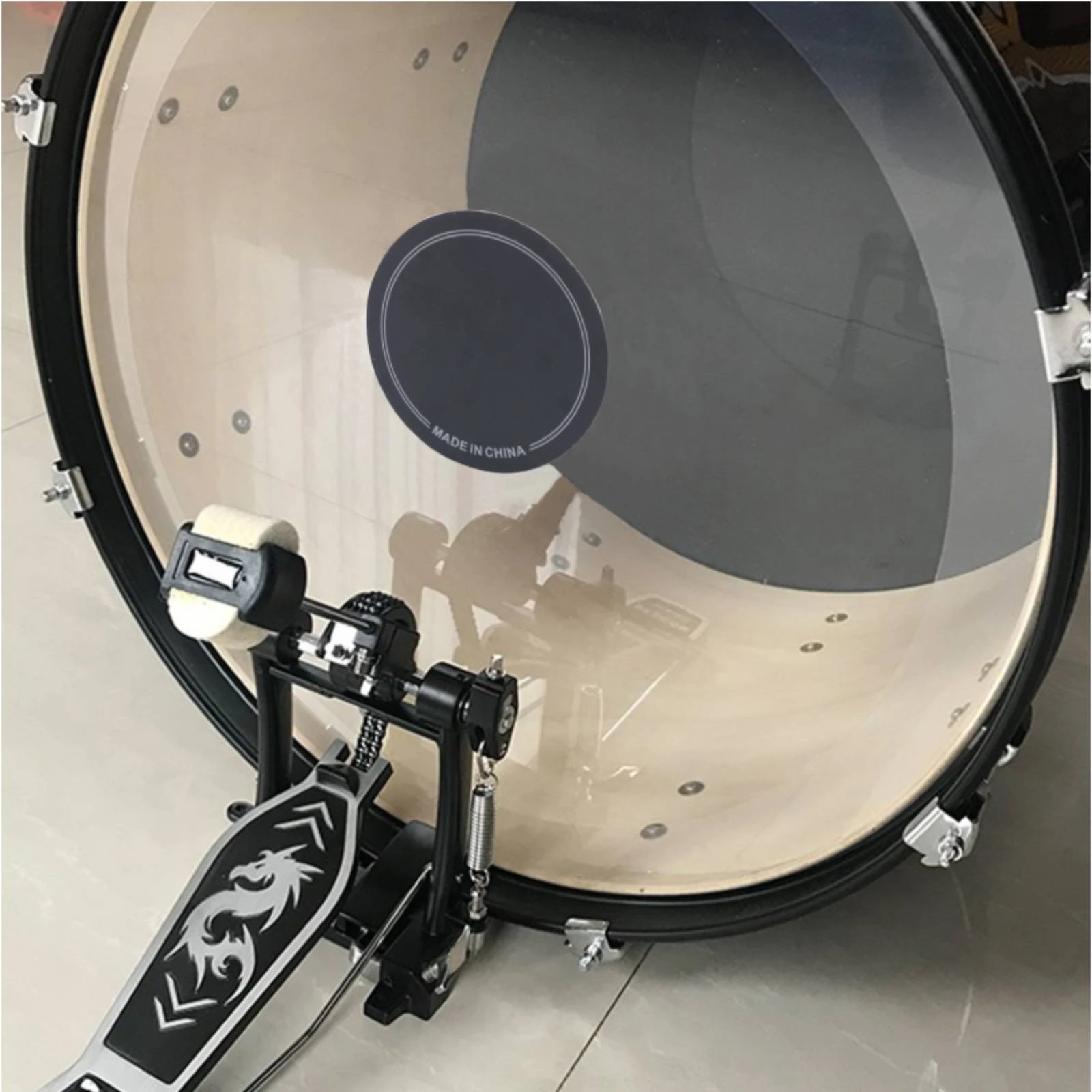 2 Pieces Drum Shielding Pad Flat Drumhead Protector Drum Surface Protector Printed Border Lines Drumhead Pad Easy to Install