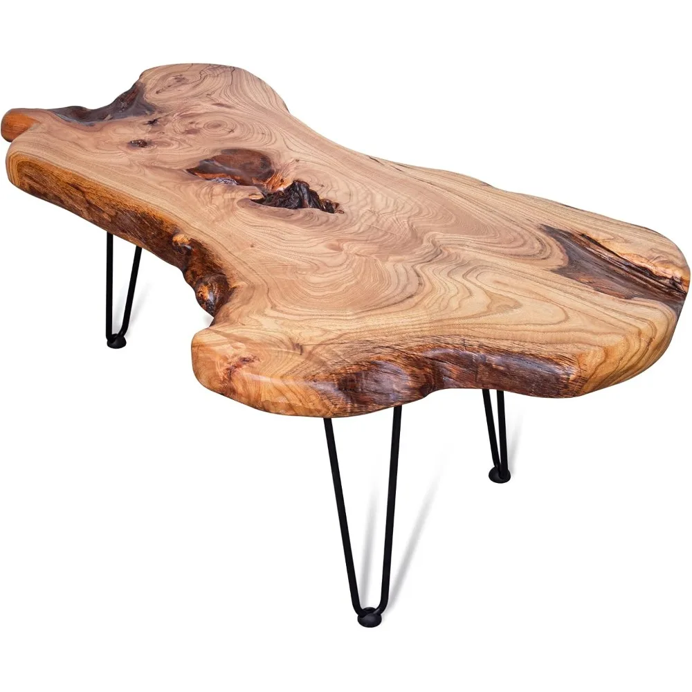 

Современный журнальный столик с краем из натурального дерева и прозрачной лаковой отделкой для гостиной