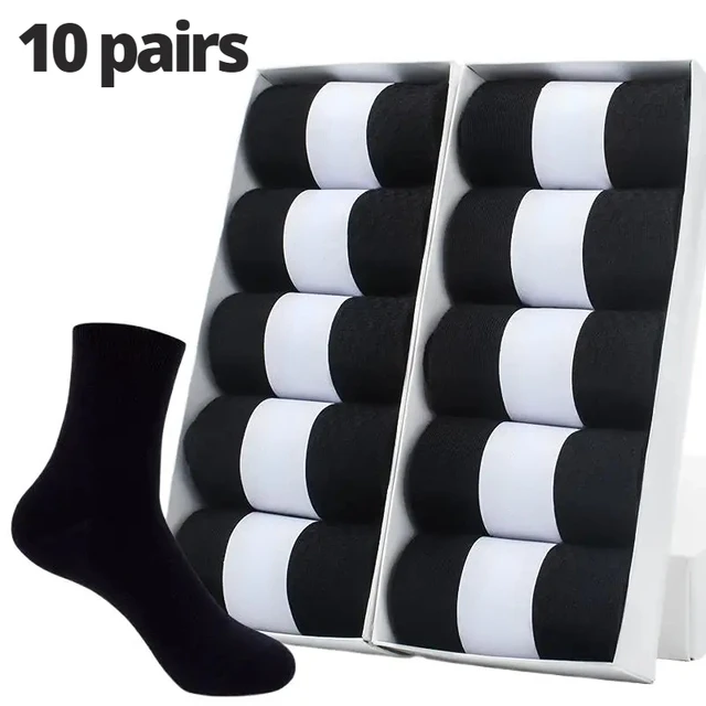 5/10 par męskich skarpetek bawełnianych Nowy styl Czarne biznesowe skarpetki męskie Miękkie oddychające letnie zimowe skarpetki męskie Plus Size 38-45