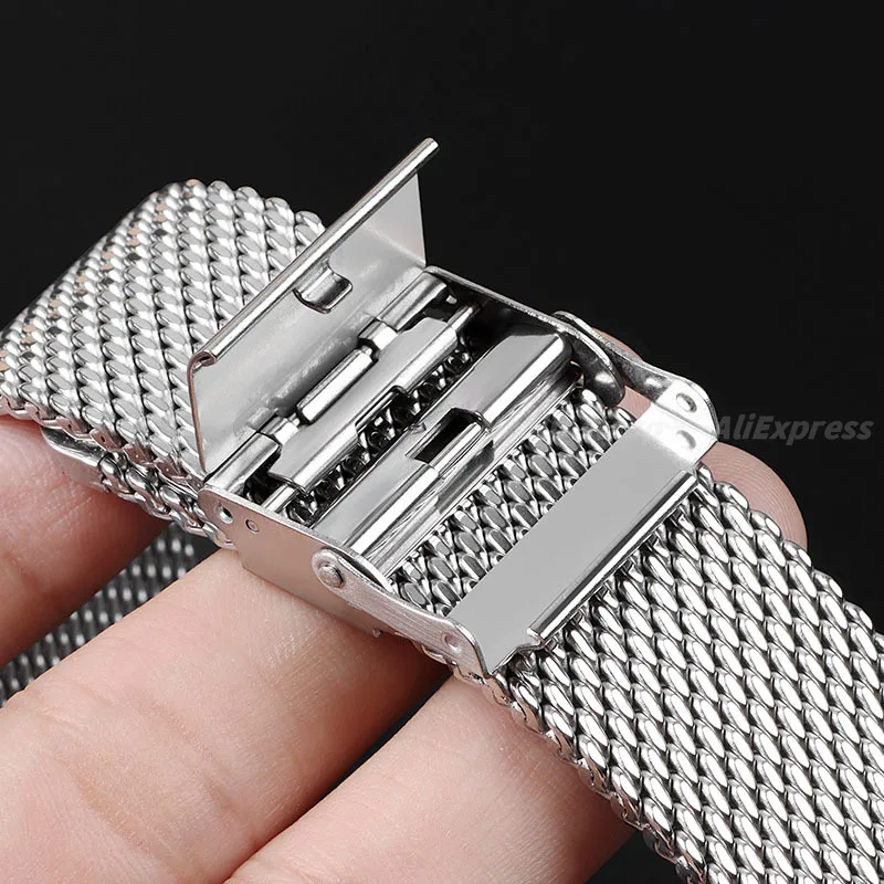 1.0mm Örgü Milanese saat kayışı Omega için DW Kordonlu Saat Hızlı Bırakma Paslanmaz Çelik Kayış Bileklik 18mm 20mm 22mm 24mm