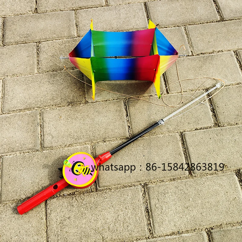 PE rotating kite flying toys for children kites 3d kites colorful flying weifang kites Outdoor toys flying snake kite line reel