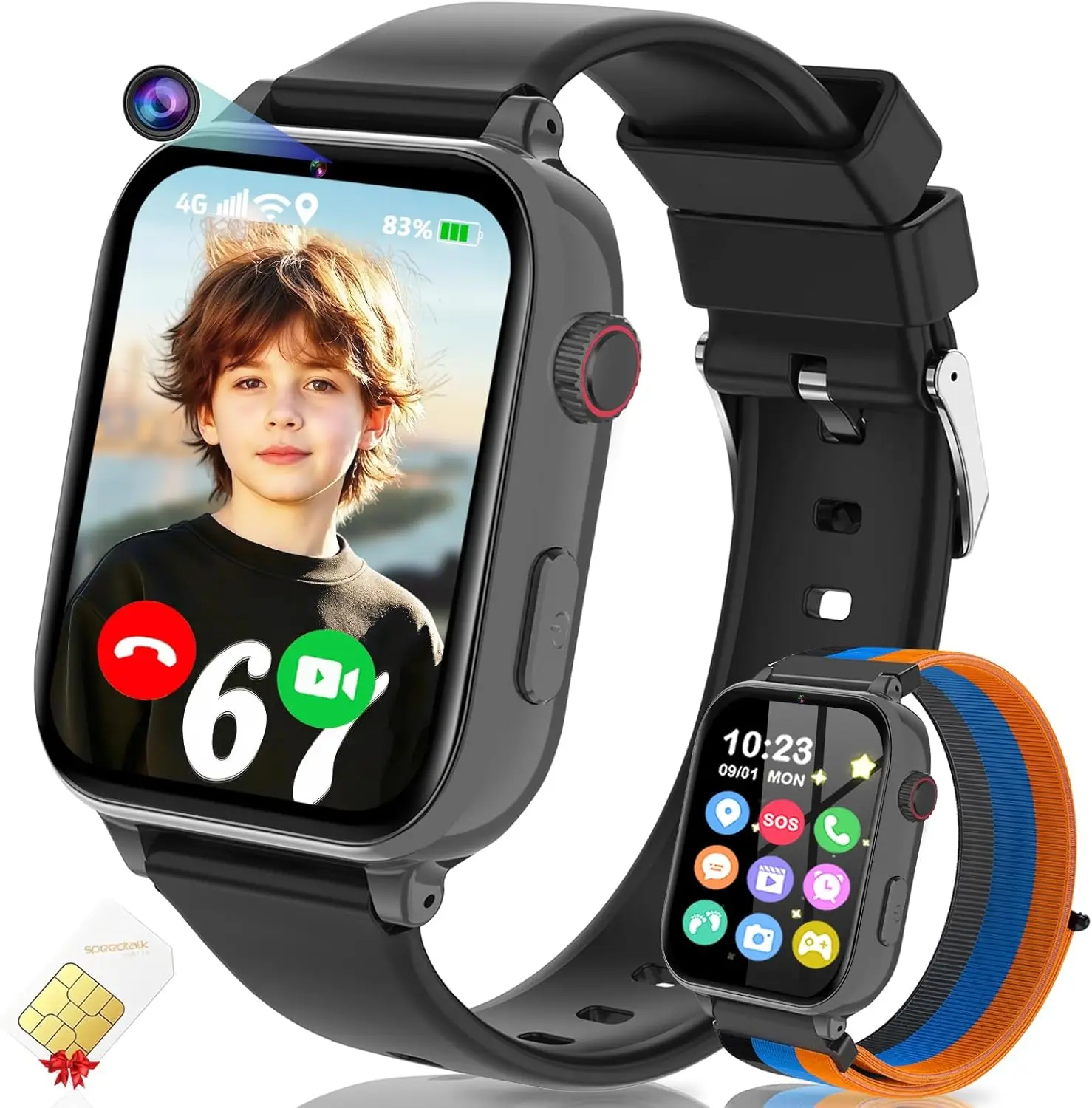 4G Kids Smart Watch with GPS Tracker, Video Calling, SOS, Games for Boys Girls Ages 4-12