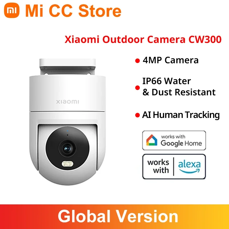 

Global Version Xiaomi Outdoor Camera CW300 4MP IP66 Water and Dust Resistant AI Human Tracking Smart full-color Night Vision