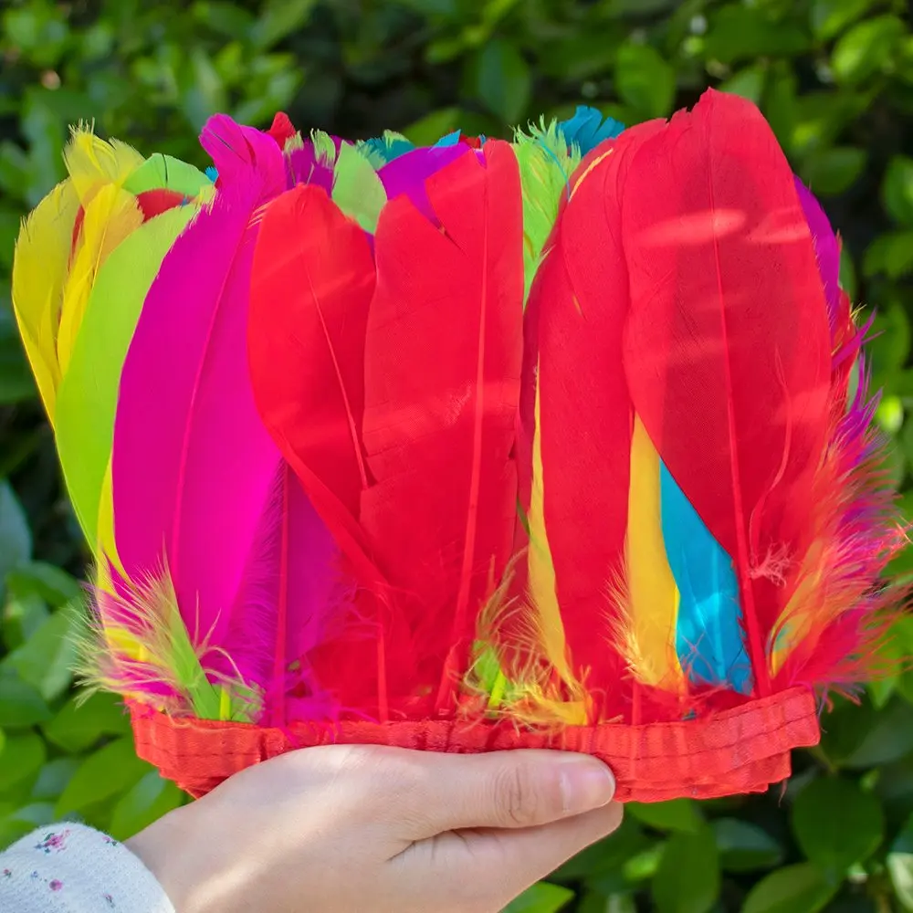

2m High quality Goose Feather Trim Fringe Width 6-8 inch Natural Geese Feathers Ribbon for Party Dress Sewing Decoration Craft