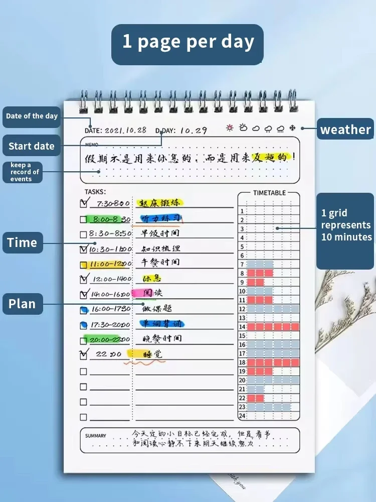5 قطعة A5 مخطط جدول دوامة دفتر جداول الخطة اليومية للقيام قائمة المفكرة 160 صفحة سميكة مكتب اللوازم المدرسية القرطاسية