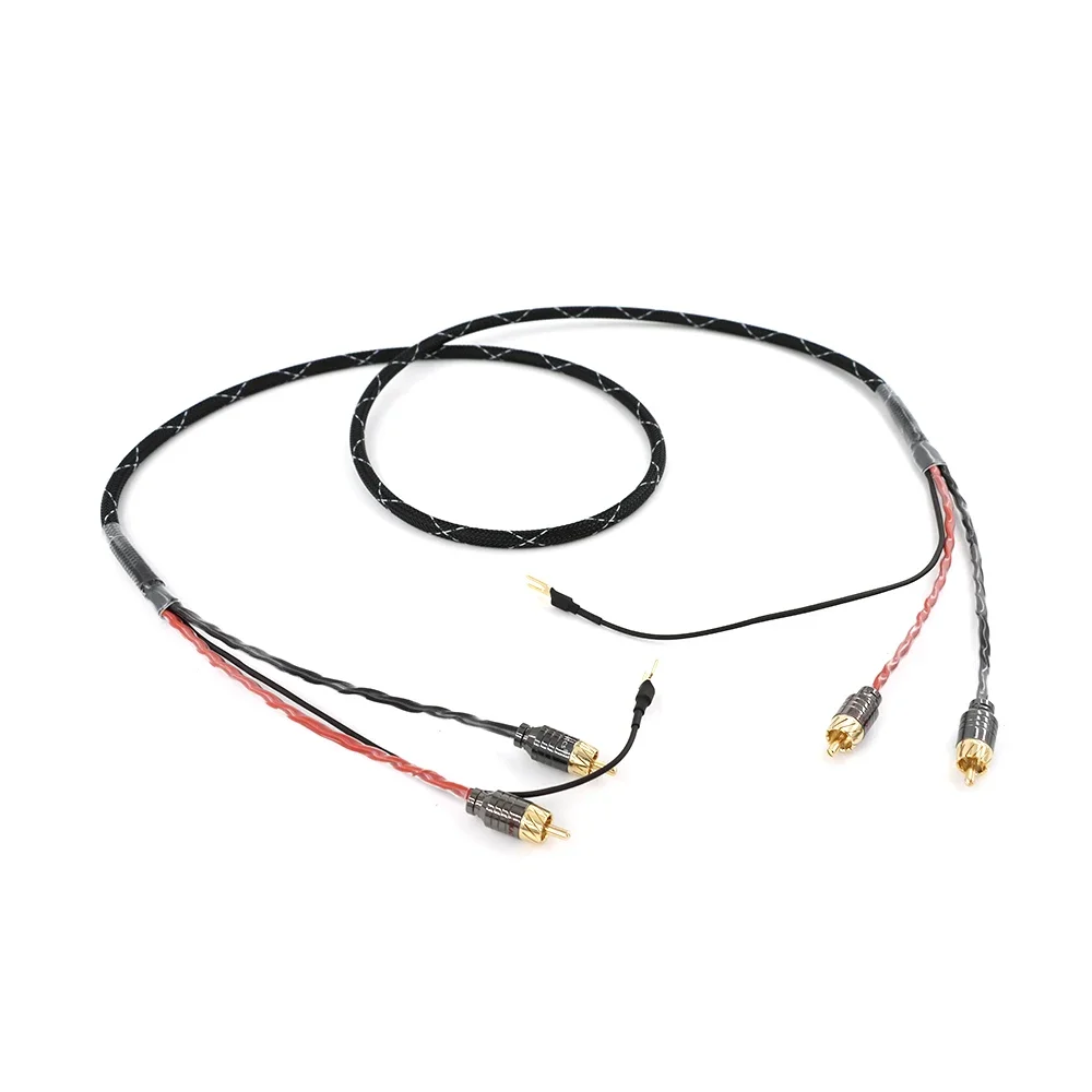 New Hi End Audio RCA Cable of Independent Shielded Signal Line Of LP Vinyl Record Player Amplifier Chassis Gold Plated Connector