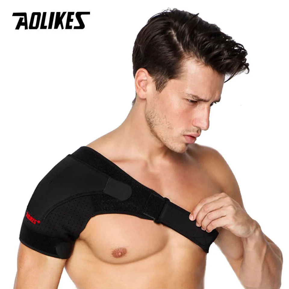 AOLIKES 1PCS Adjustable Shoulder Support Brace pad Belt Band Strap Wrap Neoprene Shoulder Compression Sleeves Back Brace Guard