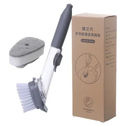Dish Brush with Soap Dispenser Dish Cleaning Brush Dish Wand with Replaceable Heads Kitchen Sink Pot Pan Scrubbing Brushes