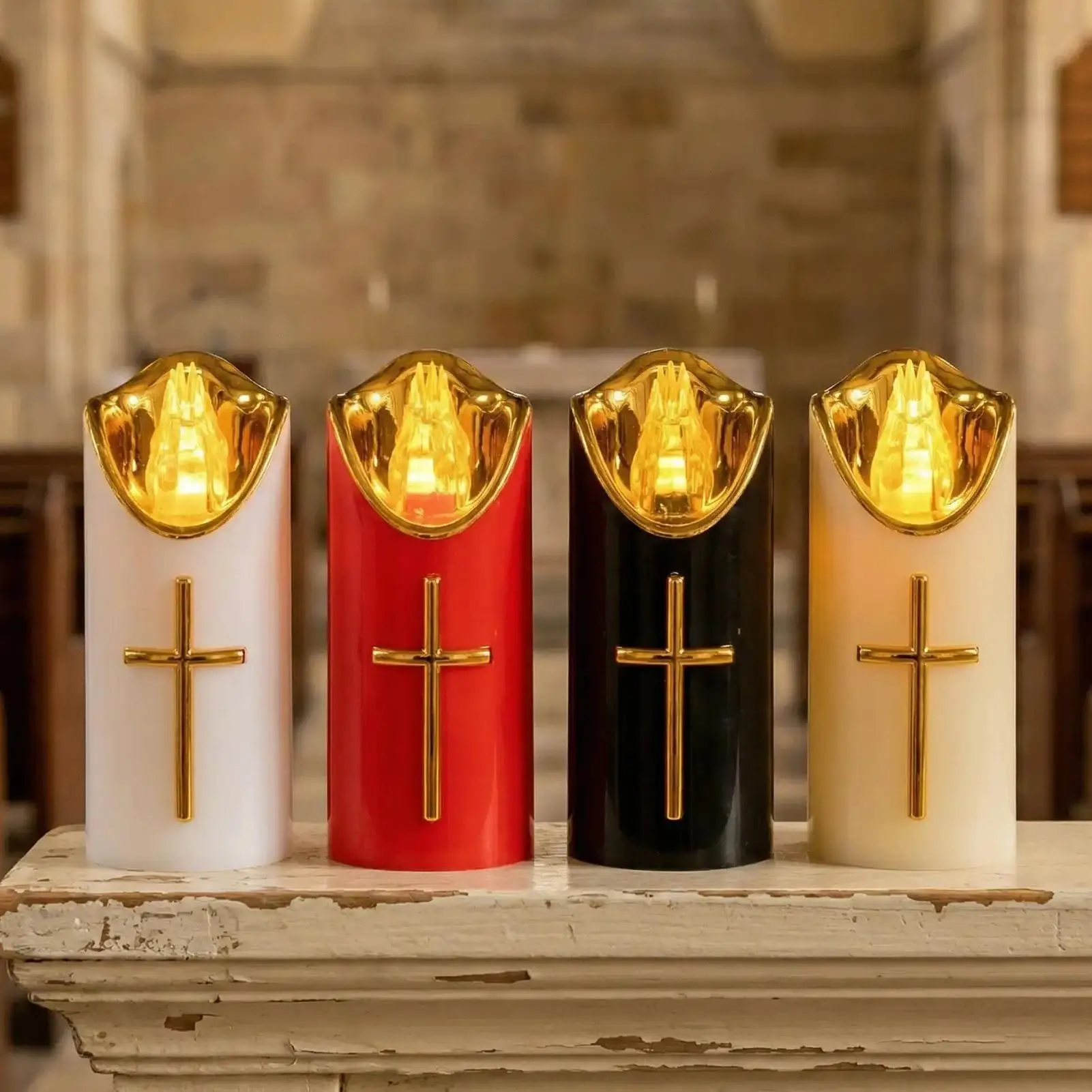 Flameless LED Candles Battery Operated Memorial Grave Lights LED Electric Fake Candle for Outdoor Indoor Porch Garden Church