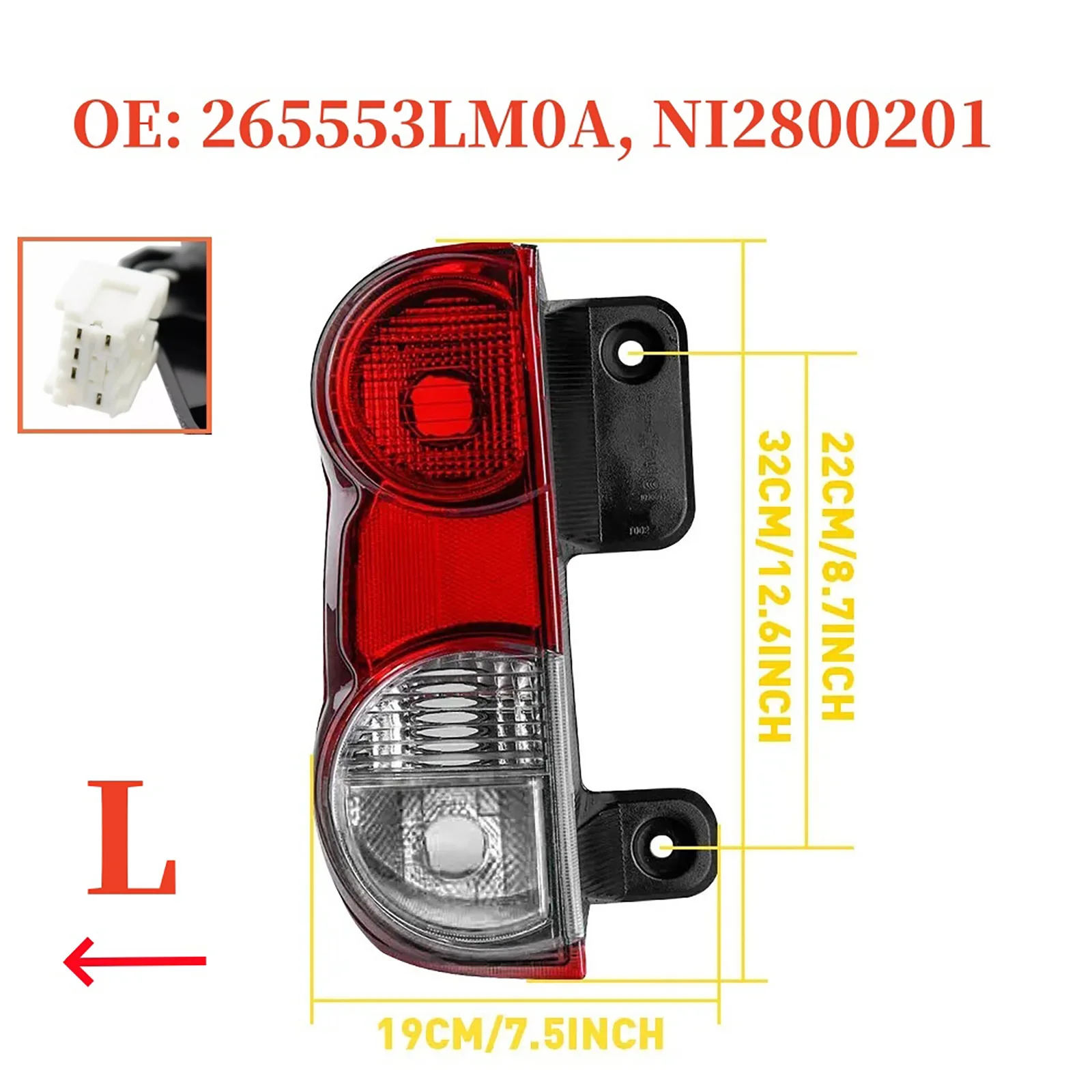 ​​​​​​​​​​1Pc Vehicle Tail Light Lamp Assembly Left/Right Side 265553LM0A For Nissan NV200 2013-2018 Car Accessories Replacement