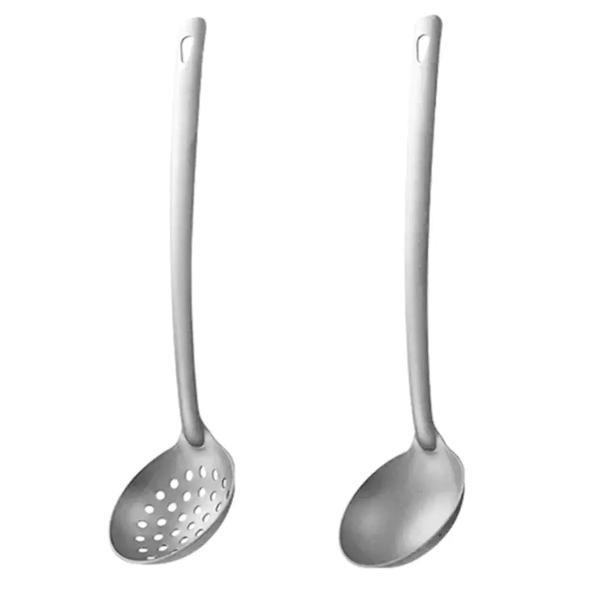 PROFESSIONAL USE Long Handle Titanium Spoon Thicken Long Handle Soup Spoons for Hot Pot Scoops Colander Home Kitchen Tableware 2