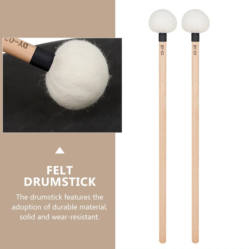 2 Pcs Felt Drumstick Accessory Timpani Sticks Hammer Black Percussion Instrument