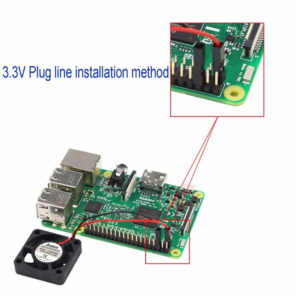 Kipas untuk Raspberry Pi 4 30X30X7Mm Raspberry Pi 4 Kipas Pendingin Tanpa Sikat 3.3V 5V DC Kipas Tenang Penyerap Panas untuk Raspberry Pi 4B, Pi 3B +
