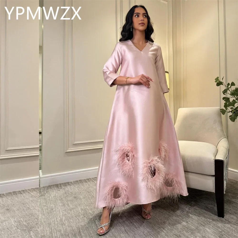 Customized YPMWZX V-neck A-line Ankle length Skirts Bespoke Occasion Dresses