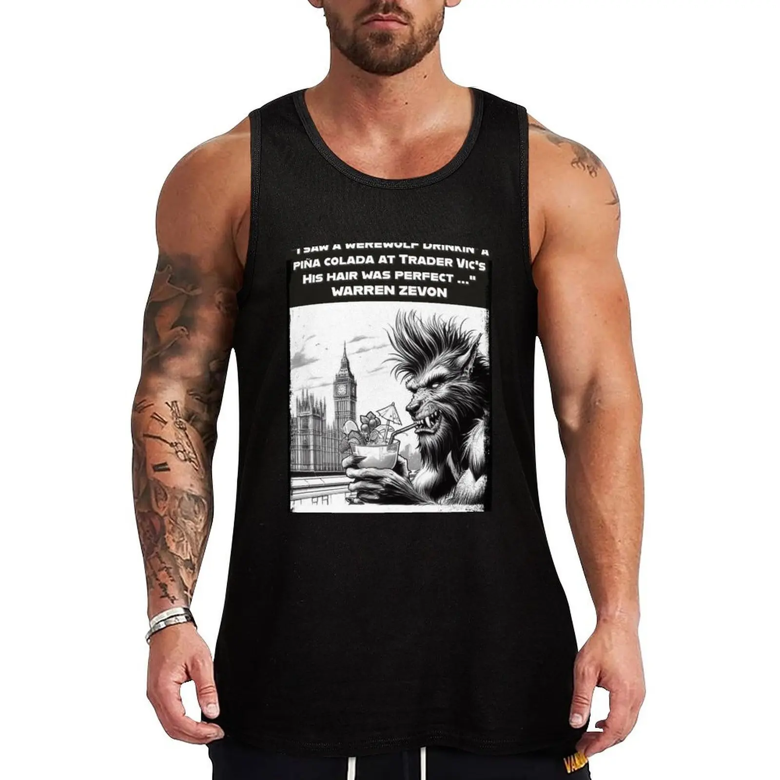 

Warren Zevon: Werewolves of London lyrics inspired Tank Top Sleeveless top Clothing summer vest for men