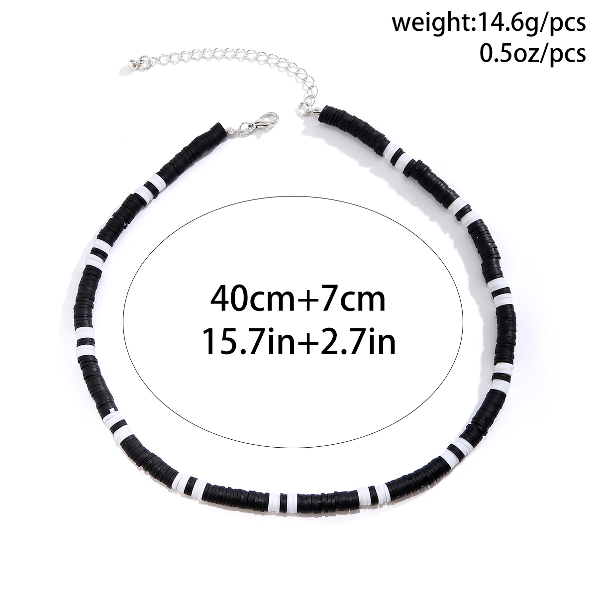IngeSight.Z Minimalist Black White Color Soft Clay Beads Choker Necklaces for Women Men Statement Collar Necklaces Jewelry Gifts
