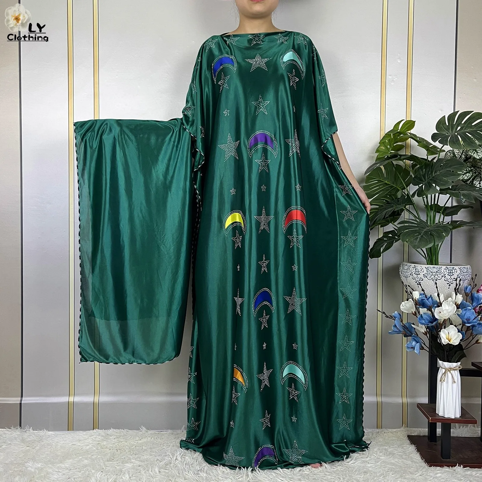 African Abaya Summer Short Sleeve Women Robe Dashiki 2023 New Dubai Women Soft Cotton Diamonds Dress Turkey Islamic Clothes