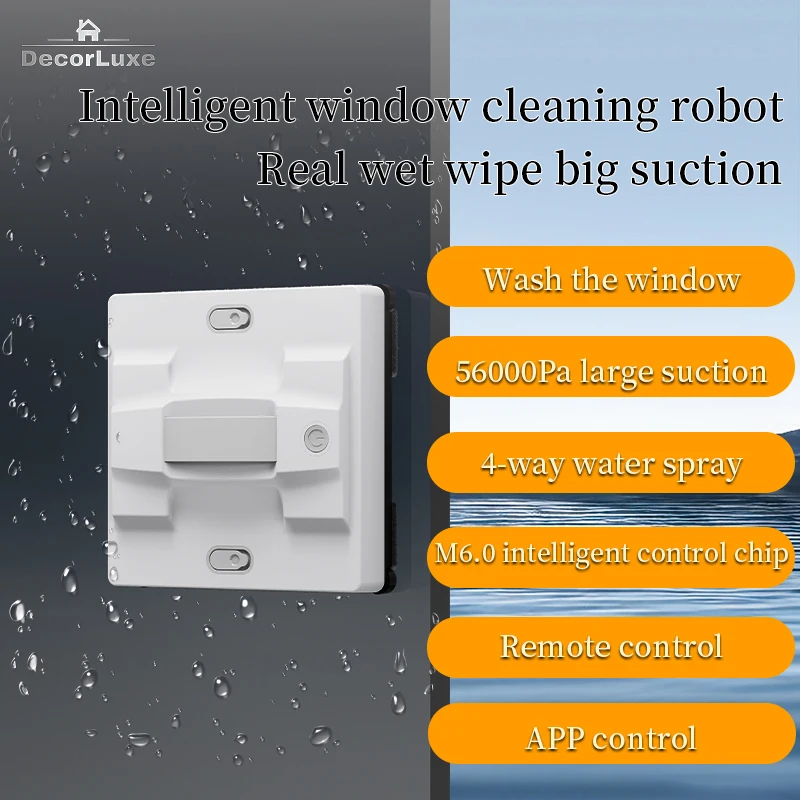 

DecorLuxe M83 Робот для мытья окон 200 мл Резервуар для воды Управление через приложение Обнаружение кромок Интеллектуальный очиститель окон для зеркал Плитка