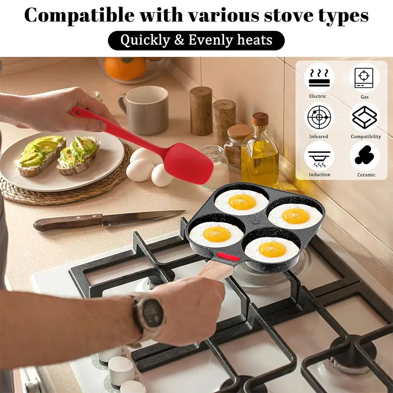 4 أكواب مقلاة البيض المقلي غير لاصقة الإفطار فطيرة عموم عجة مقلاة تجهيزات المطابخ صحية البيض مقلاة Plett كريب طباخ عموم