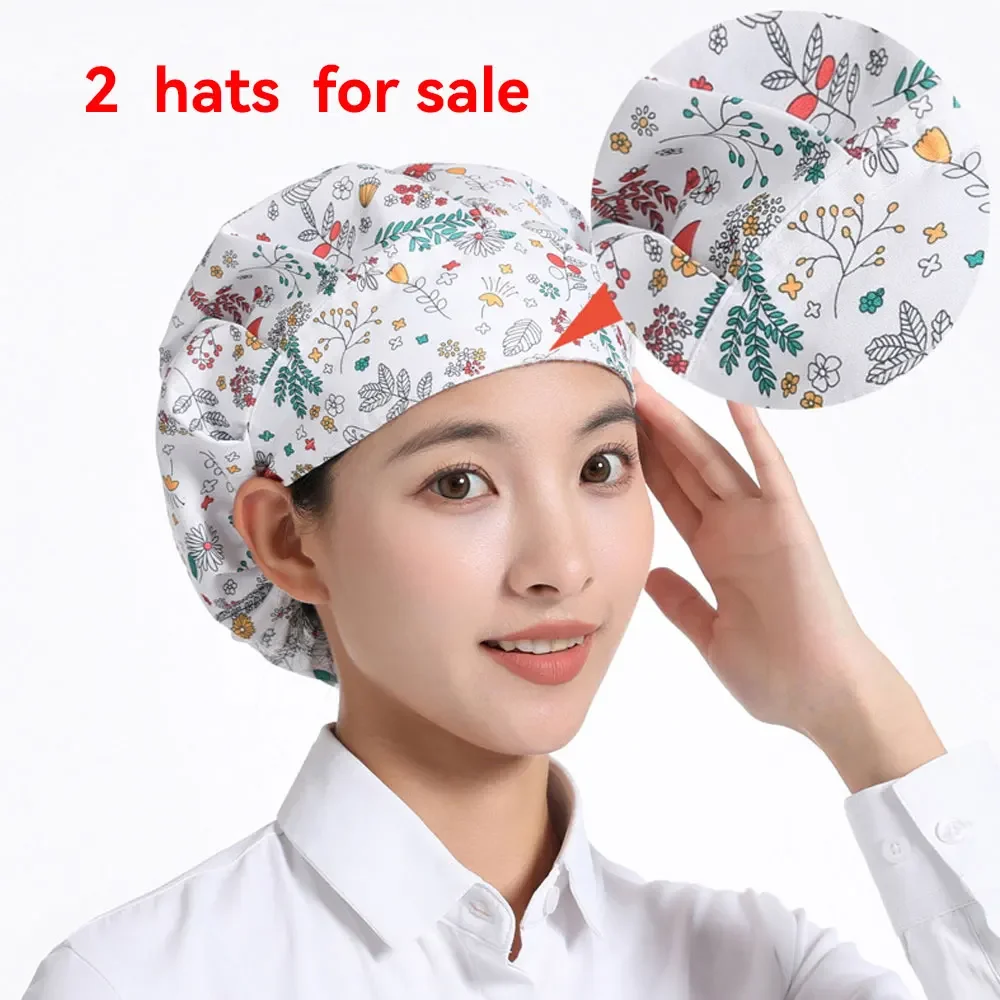 Two pieces hat  Catering Chef Hat Dustproof Breathable Cooking Hat Oil and Soot Resistant Wrapped Hair Kitchen Cooking Tool