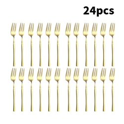 4/8/12PCS stainless steel mirror gold dessert fork tea fork suitable for hotel restaurannt family Wedding birthday party
