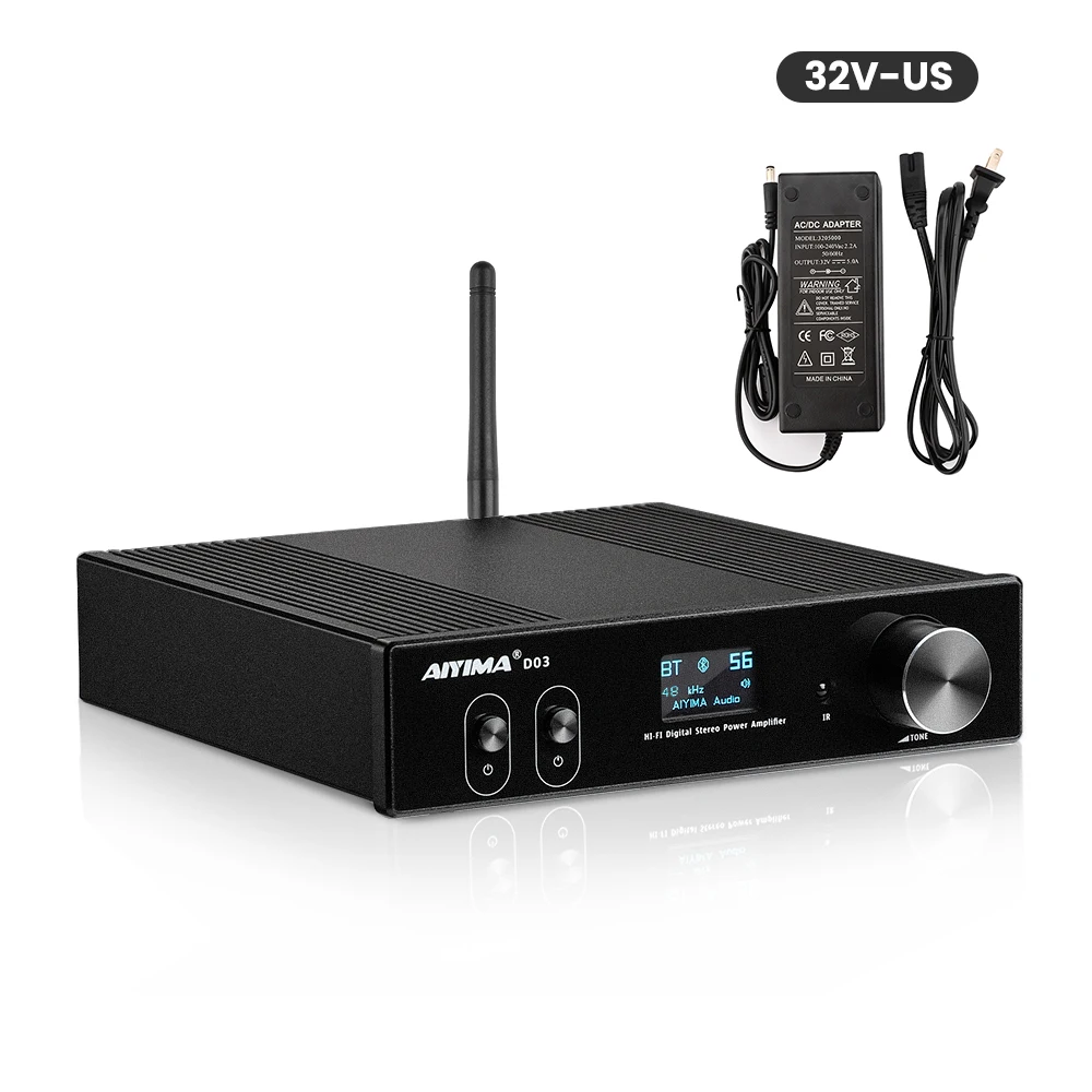 AIYIMA D03 Bluetooth-Verstärker 150Wx2 Stereo HiFi-Sound Verstärker Subwoofer-Verstärker USB DAC OLED APTX DIY 2.1 Heim-Audio