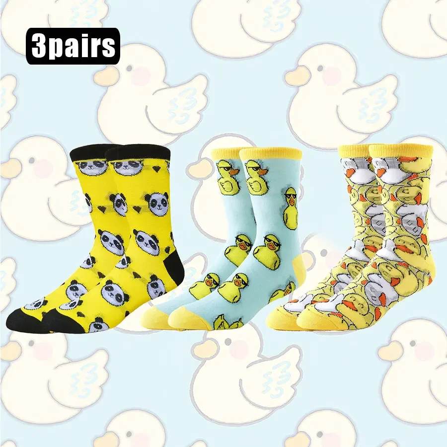 

3 пары повседневных носков с героями мультфильмов аниме для мужчин и женщин, уличная мода, забавная новинка в стиле хип-хоп, экипаж